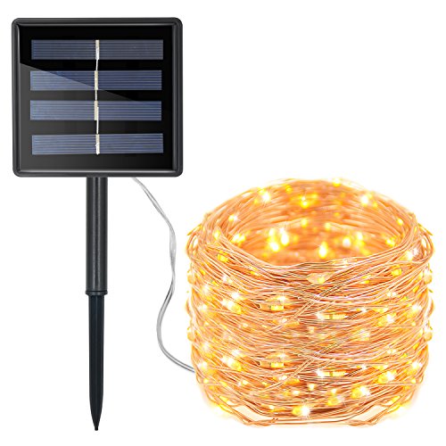 Moreplus Solar String Lights 72ft 200 LED Copper Wire Lights Indoor/Outdoor IP65 Waterproof 8 Modes Decorative String Lights for Patio, Garden, Gate, Yard, Party, Wedding, Christmas (Warm White)