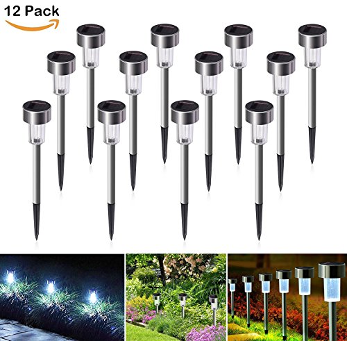 Solar Lights Outdoor, Solar Outdoor Lighting Solar Pathway Lights Outdoor Garden Lights Waterproof Stainless Steel Landscape Lighting For Garden – 12PCS (Gardening lights)