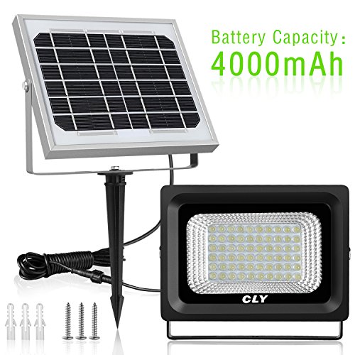 Solar LED Flood light Outdoor 60 LED Security Flood Light CLY,IP66 Waterproof,300 Lumens Floodlights,Auto-induction Solar Power Light for Lawn,Yard,Garden (Cool White)