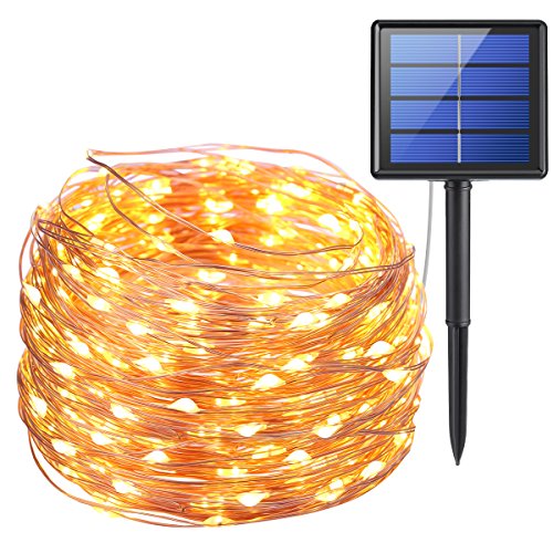 AMIR Solar Powered String Lights, 200 LED Copper Wire Lights, 72ft 8 Modes Starry Lights, Waterproof IP65 Fairy Christams Decorative Lights for Outdoor, Wedding, Homes, Party, Halloween (Warm White)