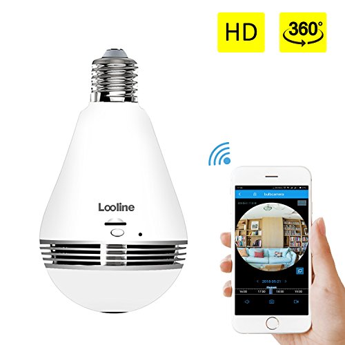 Light Bulb Camera VR Panoramic IP Wireless WiFi Camera with 360° Degree Fisheye Lens Lighting Lamp for Home Security Camera Bulb 960P HD Two-way Intercom E27 LED Dimmable Lamp（Build-in 16G TF Card）