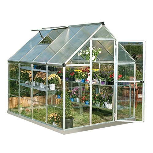 Palram Hybrid Greenhouse – 6′ x 8′ – Silver, Plant Hangers Included