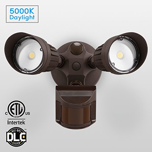 20W Dual-Head Motion-Activated LED Outdoor Security Light, Photocell Included, Newly Designed 3 Lighting Modes, 5000K Daylight, Waterproof, 120W Halogen Equiv. Illumination for Yard, Garage, Porch