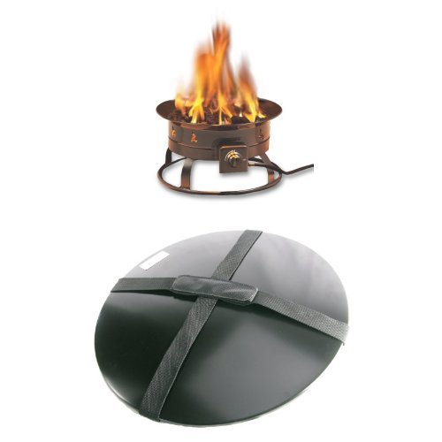 Heininger 58,000 BTU Portable Propane Outdoor Fire Pit and Cover with Carrying Handle