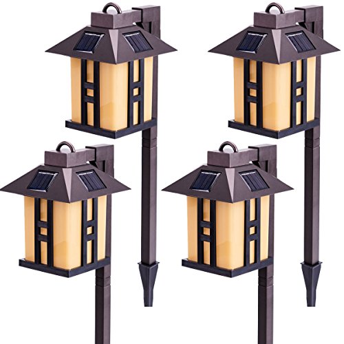 GIGALUMI Solar Powered Path Lights, Solar Garden Lights Outdoor, Landscape Lighting for Lawn/Patio/Yard/Pathway/Walkway/Driveway (4 Pack)