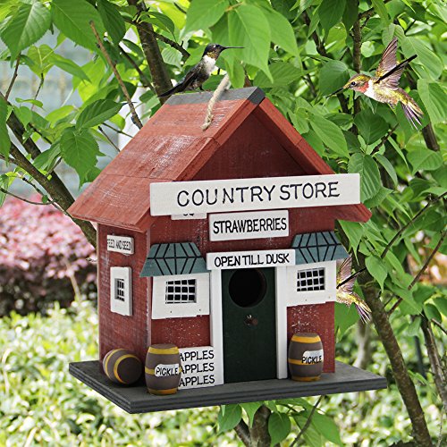 MorTime Wood Bird House, Retro Arts And Crafts Country Cottages Bird House, Woodland Cabin Birdhouse Outdoor Decor (Wood)