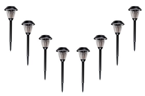 Grant Park 8-Pack Black Stainless Steel Bright LED Solar Lights for Outdoor Landscape Yard Pathway Garden Lighting