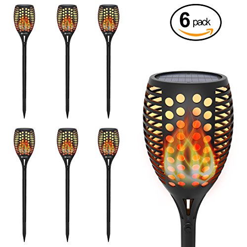 Solar Torch Lights, OxyLED Solar Garden Path Light with Realistic Dancing Flames, Waterproof Wireless Outdoor Garden Decorations Landscape Pathway Lighting With Auto On/Off Dusk to Dawn (6 Pack)