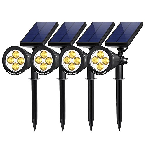 InnoGear Upgraded Solar Lights 2-in-1 Waterproof Outdoor Landscape Lighting Spotlight Wall Light Auto On/Off for Yard Garden Driveway Pathway Pool, Pack of 4 (Warm Light)