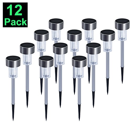 Solar Lights Outdoor – Solar Powered Pathway Lights , Stainless Steel Landscape Light For Lawn,Patio,Yard,Walkway,Driveway ( 12 PACK )