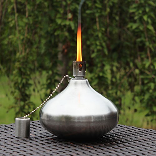 Seraphic Tiki Torch for Patio Table or Backyard, Stainless Steel with Fiberglass Wick