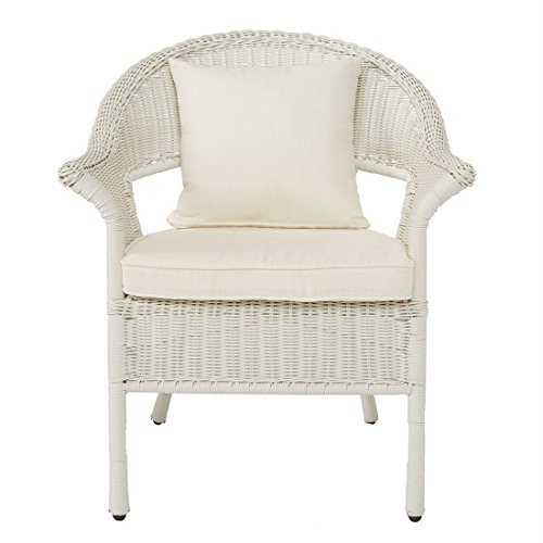 BrylaneHome Roma All-Weather Wicker Stacking Chair (White,0)