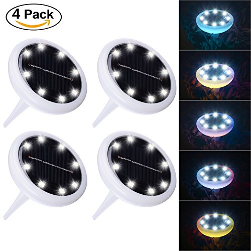 4 Pack Solar Powered Ground Lights – Doingart 8 LED Solar Path Lights Outdoor Waterproof Garden Landscape Lighting for Yard Driveway Lawn Pathway Walkway Disk Light