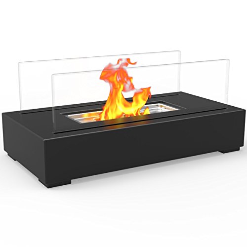 Regal Flame Utopia Ventless Indoor Outdoor Fire Pit Tabletop Portable Fire Bowl Pot Bio Ethanol Fireplace in Black – Realistic Clean Burning like Gel Fireplaces, or Propane Firepits