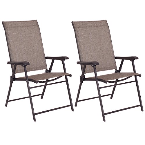 Giantex Patio Folding Sling Chairs Furniture Camping Deck Garden Pool Beach (Set Of 2)