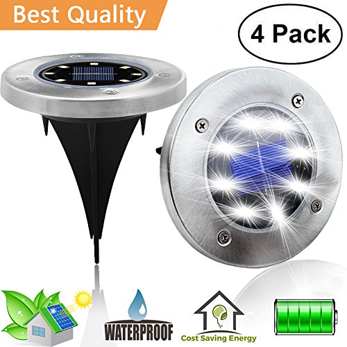 LECLSTAR Solar Ground Disk Lights,Outdoor Garden Pathway Outdoor Waterproof Underground Bright Solar In-Ground Disk Lights With 8 LED,Illuminate The Way Home