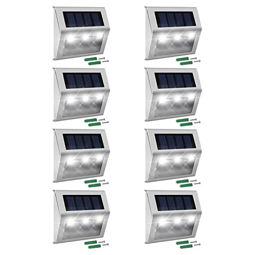 Solar Step Lights JACKYLED 8-Pack LED Solar Powered Weatherproof Outdoor Lighting for Steps Stairs Paths Patio Decks