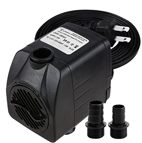Minerva 400 GPH Submersible Water Pumps For Aquarium, Tabletop fountains, Pond, Water gardens and Hydroponic systems with Two Nozzles, CE-ROHS Approved, 5.9ft Power Cord