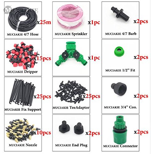 New 10M 15M 20M 25M 30M Garden Watering Irrigation System Watering Kit with PVC Hose Misting Sprinkler Dripper Tee Adaptor – 3