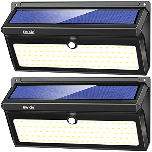 BAXIA TECHNOLOGY LED Solar Lights, Solar Motion Sensor Lights With Wide Angle, Upgraded Waterproof Super Bright Security Solar Wall Lights for Outdoor Garden, Front Door, Yard, Fence [2 Pack]