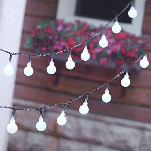[Remote & Timer] 100 LED 33ft Ball LED Globe String Lights 8 Modes UL Listed WithRemotefor Indoor/Outdoor Commercial Decor, Gardens, Patio, Wedding, Bedroom, Christmas Party Decoration, Pure White