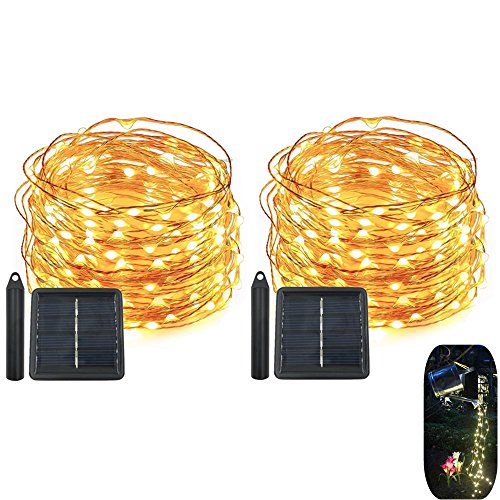 120 LEDs String Fairy Lights,Solar Powered 6 Six-Ft Strands,20 Warm White LEDs per strand, Flexible Copper Wire for Glowing Watering Can with Light, Waterproof for Outdoor Decoration