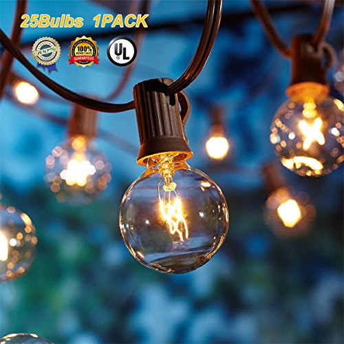 Globe String Lights G40 UL Listed Patio Lights for Indoor Outdoor Commercial Decor 25Ft with 25 Clear Bulbs Outdoor String Lights for Party Wedding Garden Backyard Deck Yard Pergola Gazebo, Black