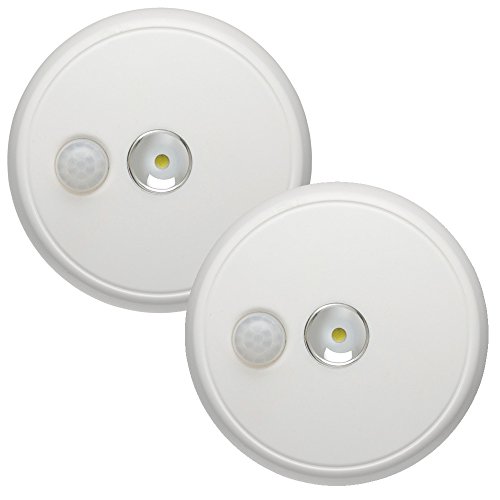 Mr. Beams MB982 Wireless Battery Operated Indoor/Outdoor Motion Sensing LED Ceiling Light, White (Pack of 2)