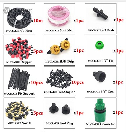 New 10M 15M 20M 25M 30M Garden Watering Irrigation System Watering Kit with PVC Hose Misting Sprinkler Dripper Tee Adaptor – 4