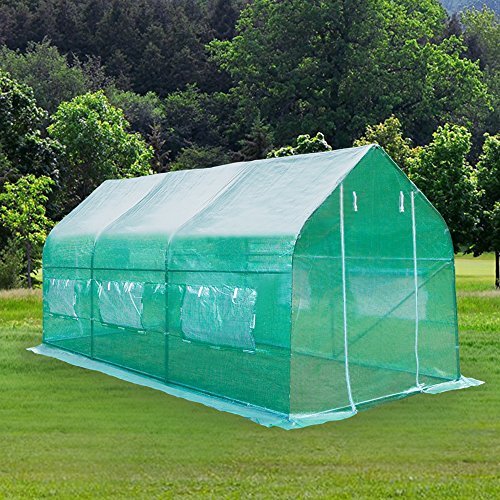 Z ZTDM 15’×7’×7′ Outdoor Large Green House Walk in Greenhouses Backyard Protective Shed Nursery Grow Tents Plants Gardening(15’x7’x7′ Shaped)