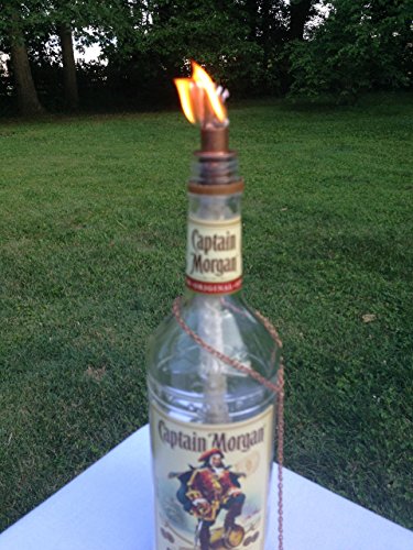 Tiki Torch – Captain Morgan Spiced Rum Bottle – Oil Lamp -One or Two – Outdoor Lighting – Garden Decor – Rum Decor – Nautical Decor