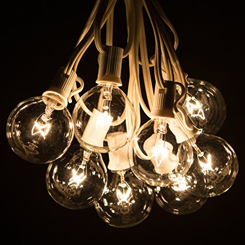 50 Foot G50 Clear Globe String Lights (White Wire) and 2 Inch Bulbs for Weddings, Tents, Indoor/Outdoor, Cafe, Bistro, Market, Patio, Deck, Pergola, Porch, Yard, Gazebo, Letters, Party Decor and more