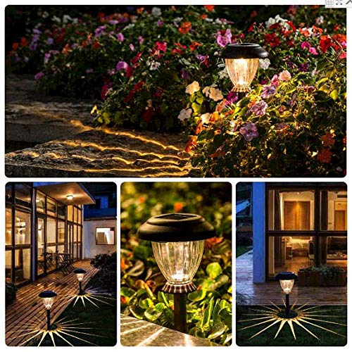 Sunwind Solar Pathway Lights Outdoor Waterproof Glass Landscape Lights 6-Pack Warm White LED for Garden,Path,Patio Yard,Walkway and Driveway (Bronze Metal)