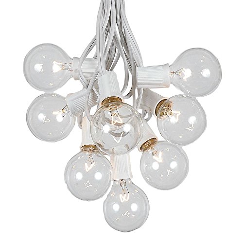 G50 Patio String Lights with 25 Clear Globe Bulbs – Outdoor String Lights – Market Bistro Café Hanging String Lights – Patio Garden Umbrella Globe Lights – White Wire – 25 Feet