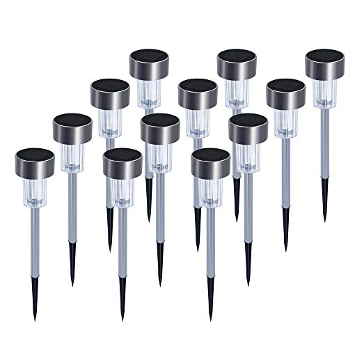 Solar Lights Outdoor – Solar Powered Pathway Lights , Stainless Steel Landscape Light For Lawn,Patio,Yard,Walkway,Driveway ( 12 PACK )