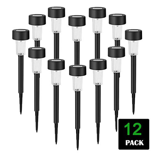 Solar Lights Outdoor [12 Pack]-Solar Powered Garden Lights Waterproof Pathway lights,Outdoor Landscape Lighting for Lawn/Patio/Yard/Walkway/Driveway（Black）