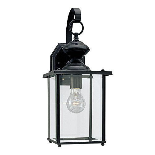 Sea Gull Lighting 8458-12 Jamestowne One-Light Outdoor Wall Lantern with Clear Beveled Glass Panels, Black Finish