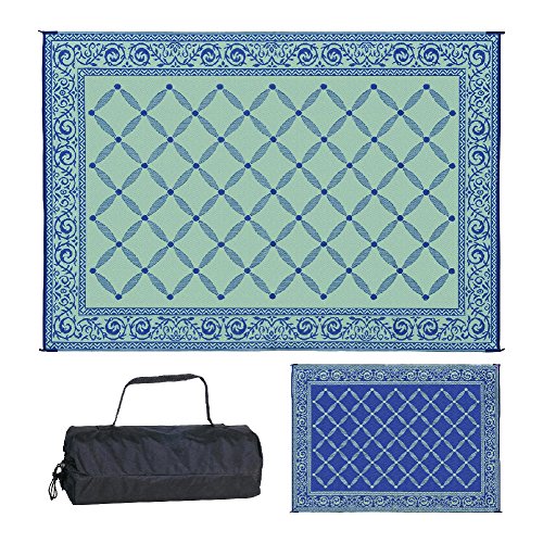 Reversible Mats 119123 Outdoor Patio 9-Feet x 12-Feet, Blue/light-Green RV Camping Mat