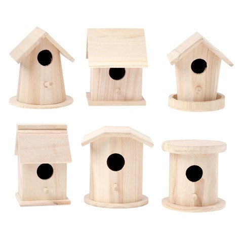Bulk Buy: Darice DIY Crafts Wood Birdhouse Finch Promo Assortment 5-7 inches each (6-Pack) 9180-10
