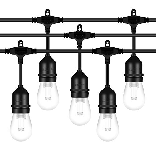 AntLux 52FT LED Outdoor String Lights – 2W Dimmable Vintage Edison Bulbs – Heavy Duty Cord 18 x E26 Hanging Sockets – Commercial Grade Waterproof Patio Lighting Bistro Porch Garden Backyard Party