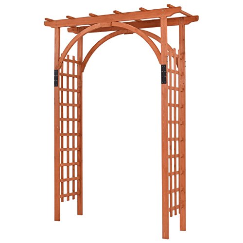 Giantex 85″ Wood Arbor Arch Outdoor Trellis Pergola Providence Arbor for Climbing Plants Bridal Party Decoration, Natural (Style 1)