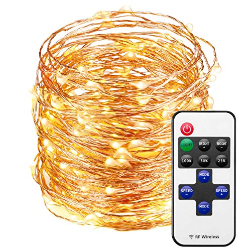 Mpow LED String Lights with Remote Control, 66ft 200LED Waterproof Decorative Lights Dimmable, Copper Wire Lights for Indoor and Outdoor, Bedroom, Patio, Garden, Wedding, Parties (Warm White)