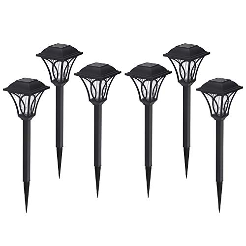 AZIRIER Solar Lights Outdoor Waterproof Outdoor Garden Lights, Solar Pathway Security Lights for OutdoorWall Backyard Fence Garage Garden Driveway 6 Pack