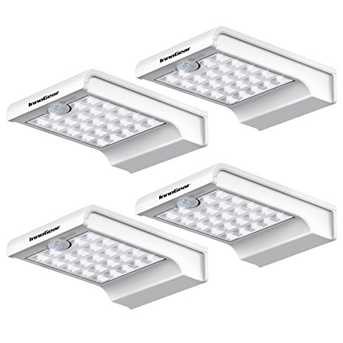 InnoGear 24 LED Solar Lights Dim to Bright Motion Sensor Outdoor Wall Light Security Light Night Gutter Patio Garden Path, Pack of 4