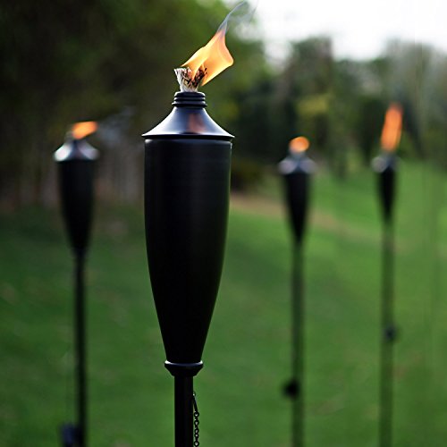 Deco Home Set of 4 60-inch Citronella Garden Outdoor/Patio Flame Metal Torch -Black Matt