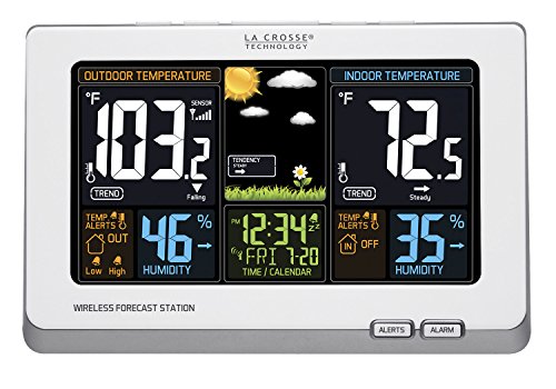 La Crosse Technology 308-1414W Wireless Atomic Digital Color Forecast Station with Alerts, White