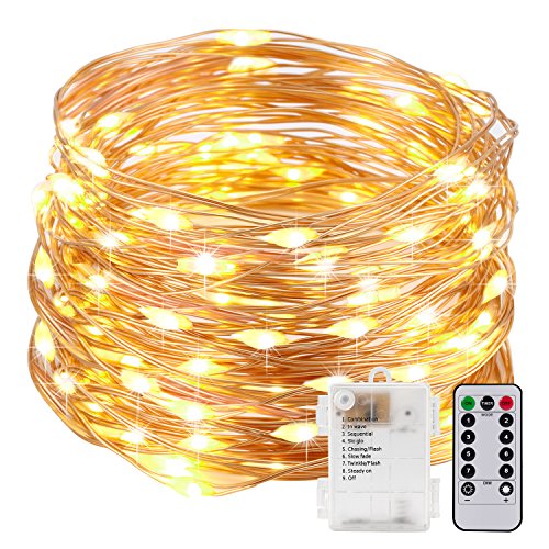 Kohree String Lights LED Copper Wire Fairy Christmas Light with Remote Control, 20ft/6M 60LEDs, AA Battery Powered, Seasonal Decor Rope Lights for Holiday, Wedding, Parties, Waterproof Battery Box