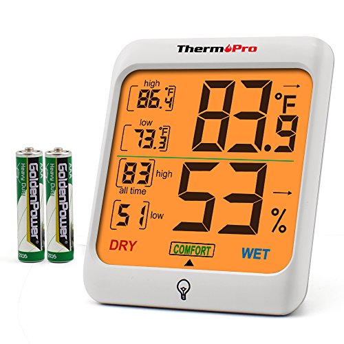 ThermoPro TP53 Hygrometer Humidity Gauge Indicator Digital Indoor Thermometer Room Temperature and Humidity Monitor with Touch Backlight