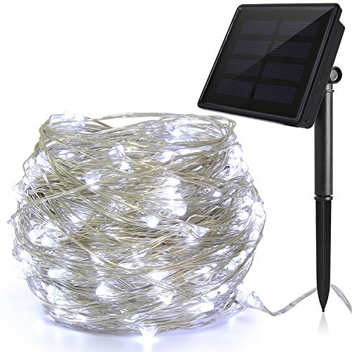 Ankway Solar String White Lights, 200 LED 3-Strand Copper Wire Fairy Lights 8 Modes 72 ft Solar Powered String Lights Waterproof IP65 LED Christmas Lights Outdoor Patio Garden Indoor Bedroom (White)