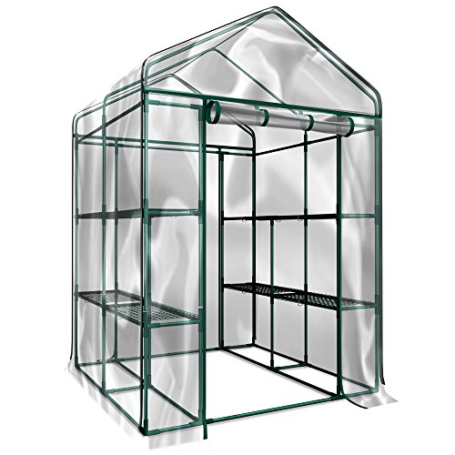 Plant Large Walk in Greenhouse with Clear Cover – 12 Shelves Stands 3 Tiers Racks – Herb and Flower Garden Green House